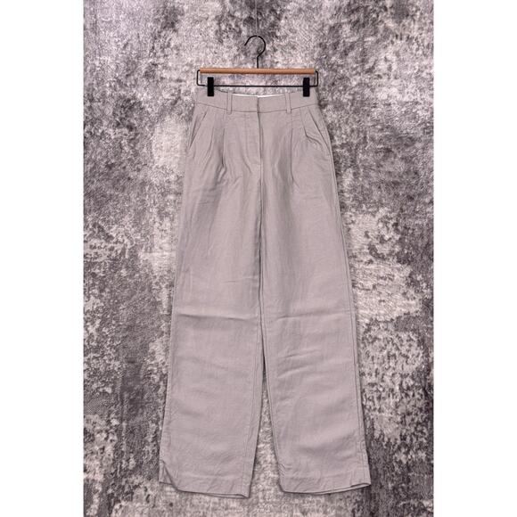 Wilfred Effortless Pants 00 Womens Aritzia Gray Linen Blend Wide Leg Trouser - Picture 1 of 7